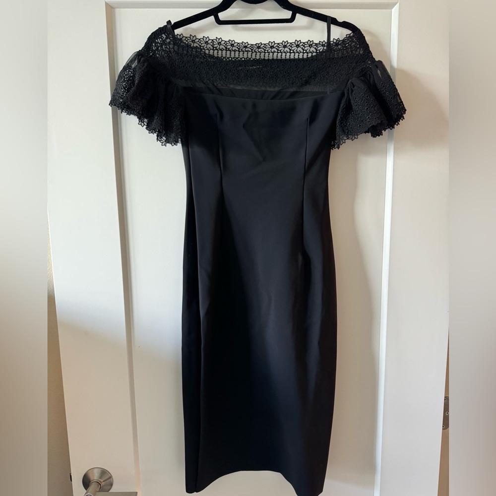 Chiara Boni la Petite Robe Black Lace Off-Shoulder Dress Italian 38 (US 2)